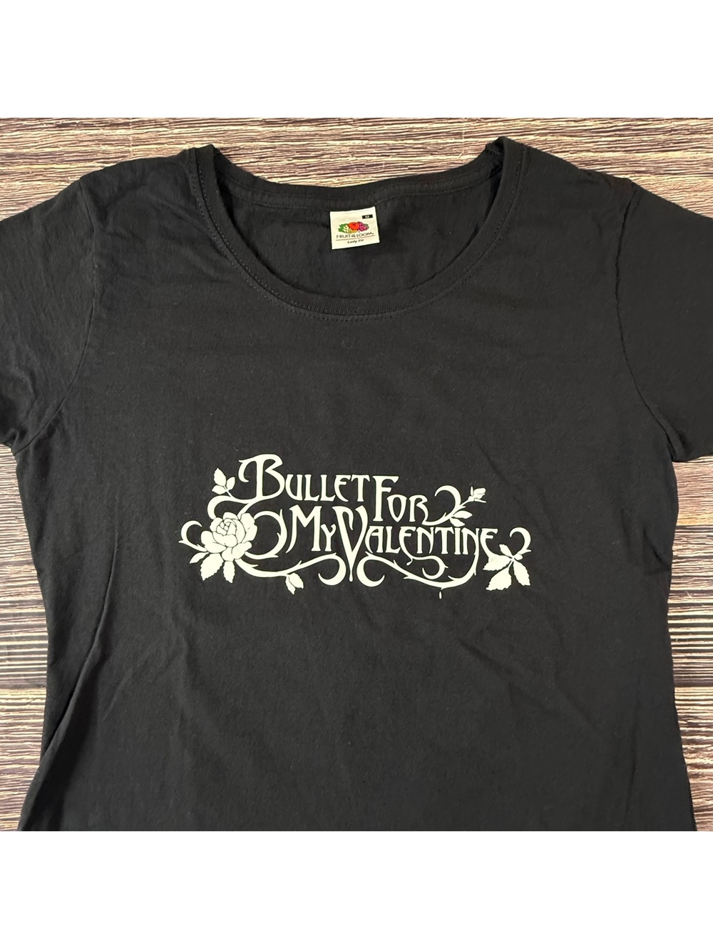 Bullet For My Valentine Logo Rose T-Shirt Womens Medium Black Lady Fit Metalcore